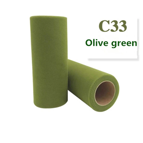 C33 Olive green Тюль в рулоне 15 см, 25 ярдов, рулон, ткань, катушка, пачка, вечерние, подарочная упаковка, украшение на свадьбу, день рождения, товары для декоративного рукоделия - Цвет: C33 Olive green