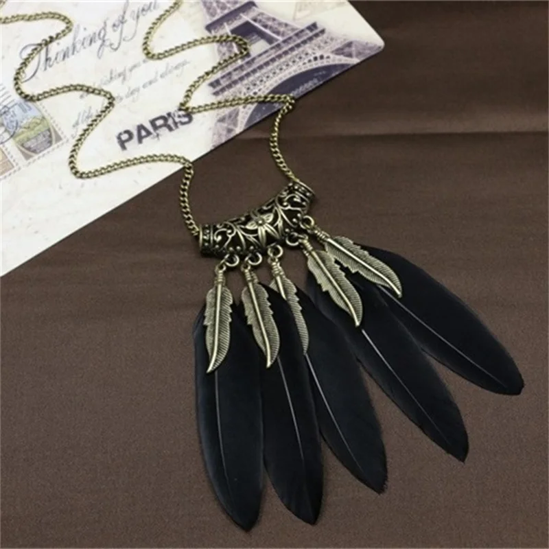 YiYaoFa Handmade Feather Necklaces For Women Vintage &amp Pendants Long Chain Necklace FN-04 |