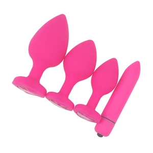 Силиконовая Анальная пробка для женщин, мягкая анальная пробка, кристальная основа, эротический Вибратор-пуля, массажер простаты, секс-игрушки для взрослых, мужчин, геев