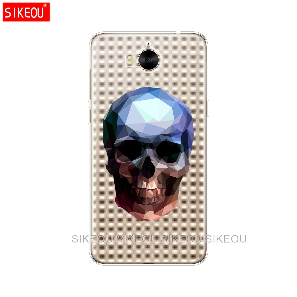Silicone phone Cover Case for huawei Y3 Y6 Y5 2 II 2017 nova 3e 2s LITE plus soft tpu Cute Flower Skull coloured drawing |