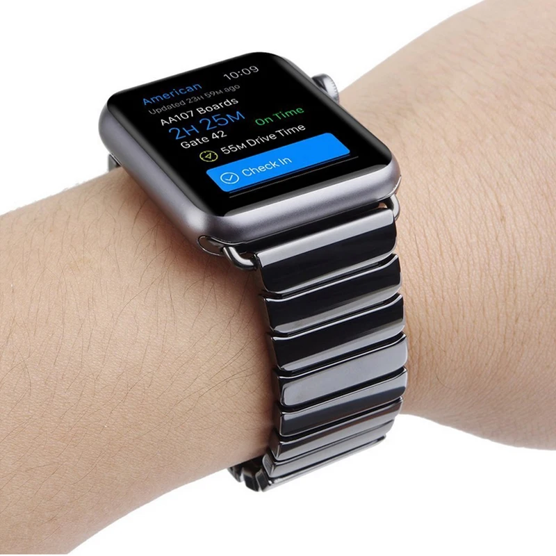 Модный керамический ремешок для Apple watch браслета 3/2 с адаптером iWatch 42 мм 38 черный