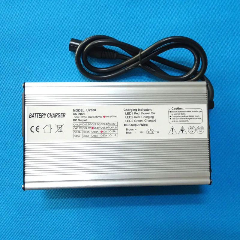 Зарядное устройство LiFePo4 48V10A выход 58 4 в 10 А для аккумуляторов 16S 48 20 50 Ач можно