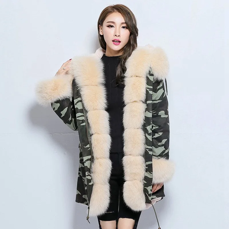 Women Winter Jacket Coat Real Fox Fur Collar Casual Vintage Coats Thick Parka Hooded Parkas Long Jackets DHL free shipping|womens winter