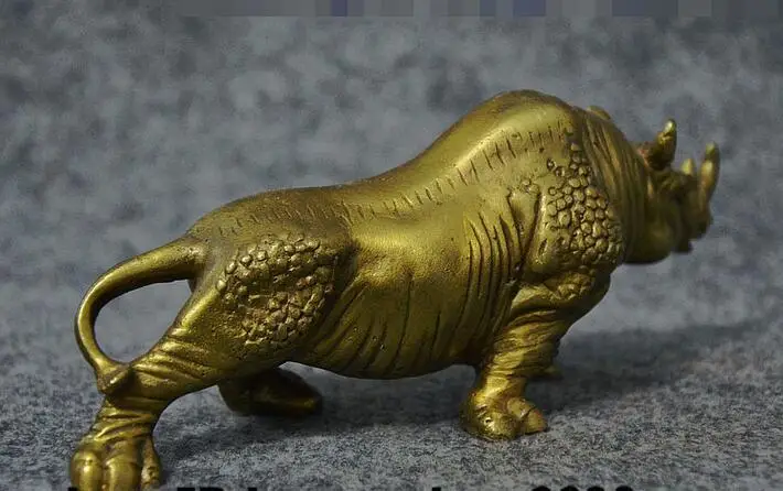 6 &quotСтарый китайский латунный по феншуй благоприятный богатство носорога