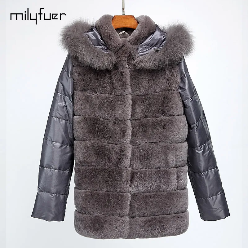 Milyfuer Новое поступление Кролик Мех животных Пальто для будущих мам Для женщин