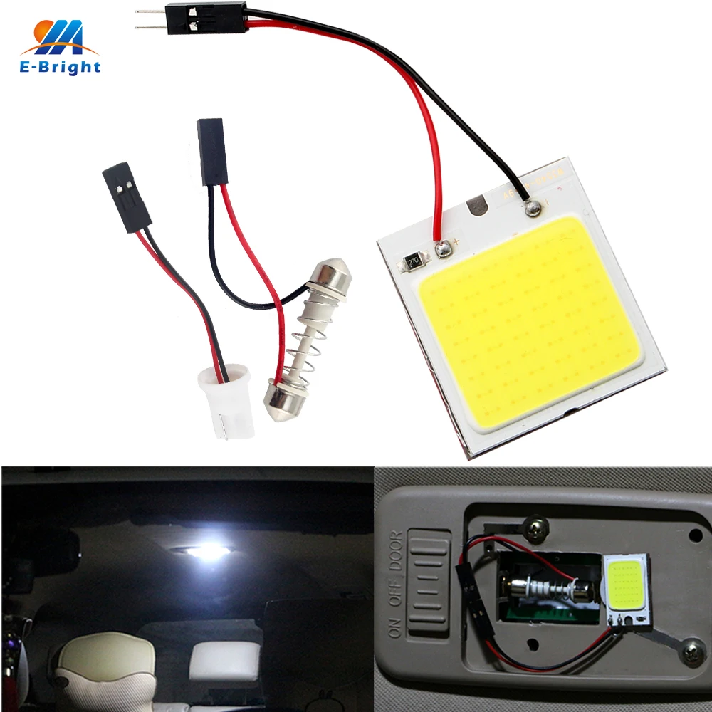 YM E-Bright 10 шт. Автомобильный светодиодный 48 SMD COB 48LED 12 В DC 480 люмен с T10 + разъем Festoon