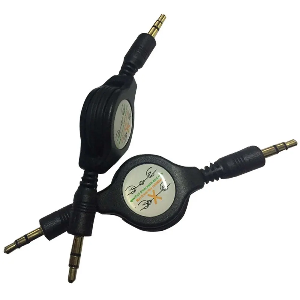 Cable auxiliar retráctil para iPod /iPhone /Zune, 3,5mm, estéreo, MP3, negro, 2...