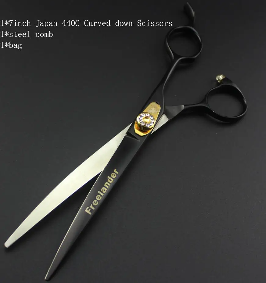 Black FL-706 xiawan Высокое качество Япония 440C ножницы для ухода за домашними животными ножницы для стрижки собак тонкие изогнутые ножницы с расческой сумка - Цвет: Black FL-706 xiawan