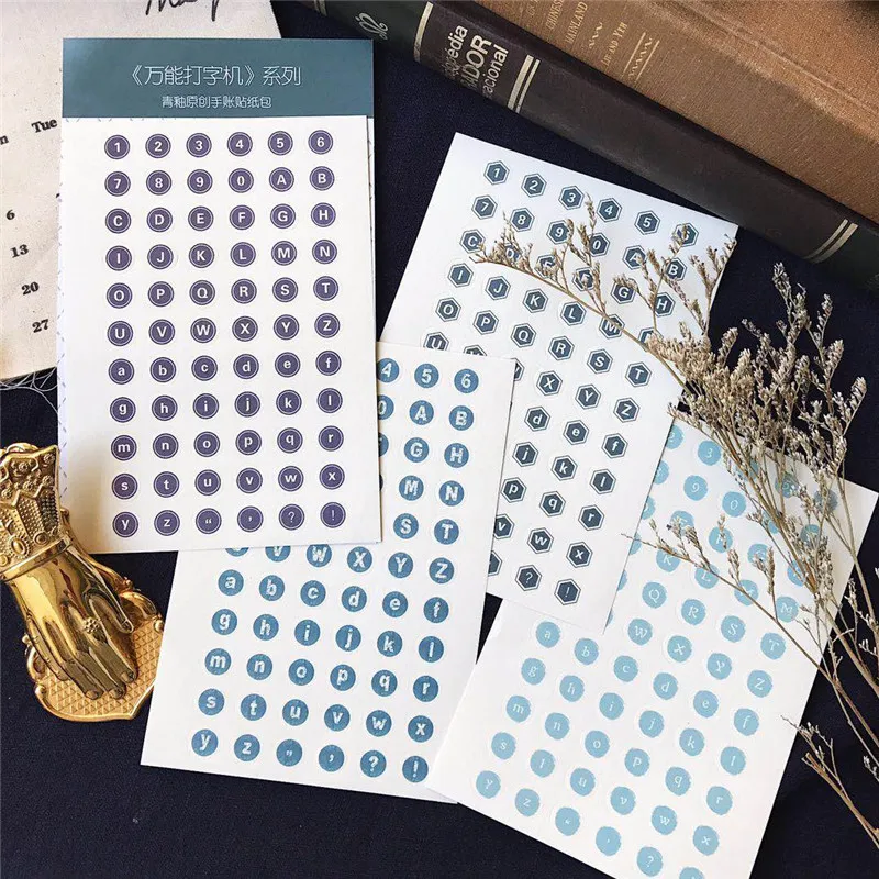 Винтажная ПЕЧАТНАЯ МАШИНКА 4 шт. Ретро Милая декоративная наклейка с цифрами и