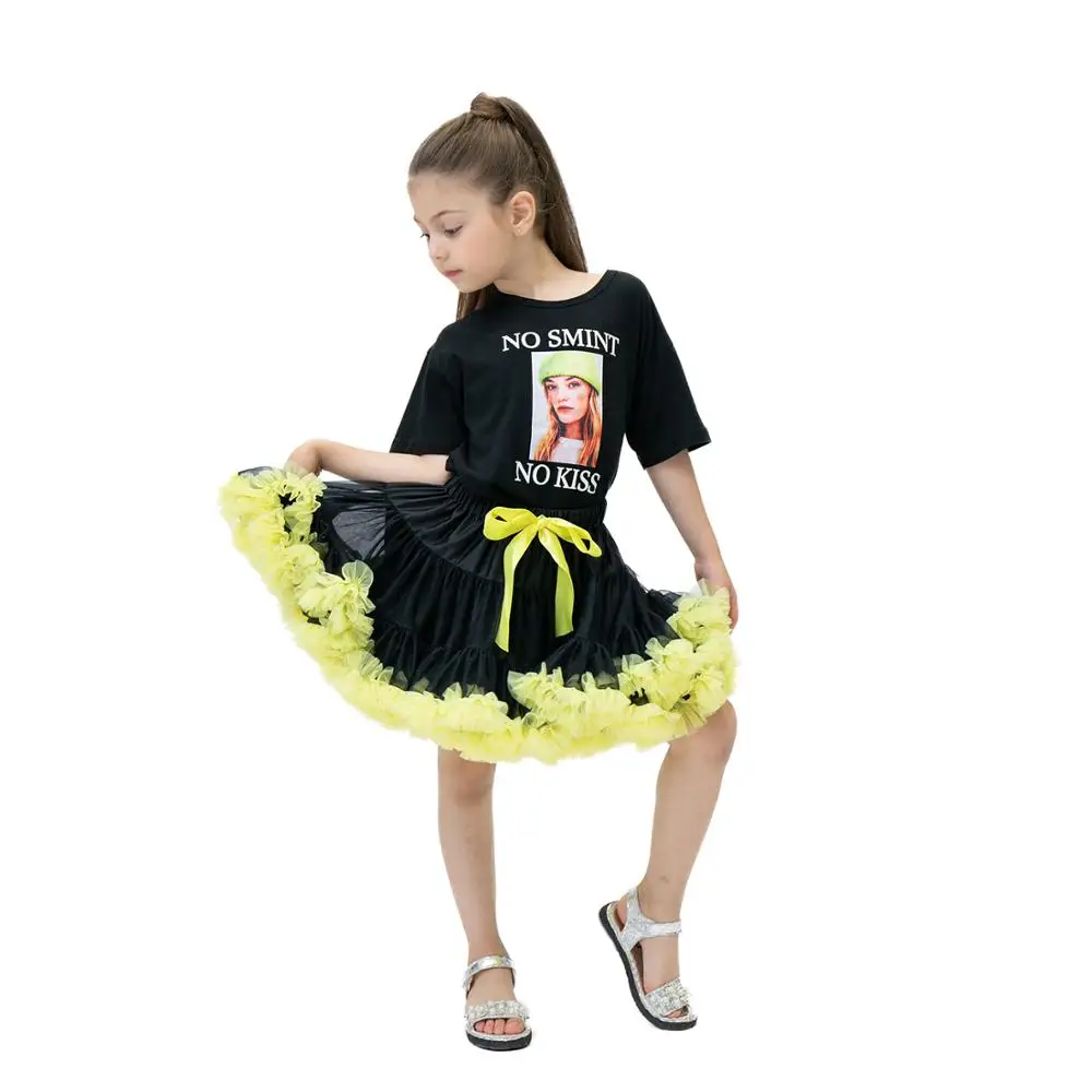 Юбки для маленьких девочек Двухслойная юбка американка танцевальная пачка Цвет