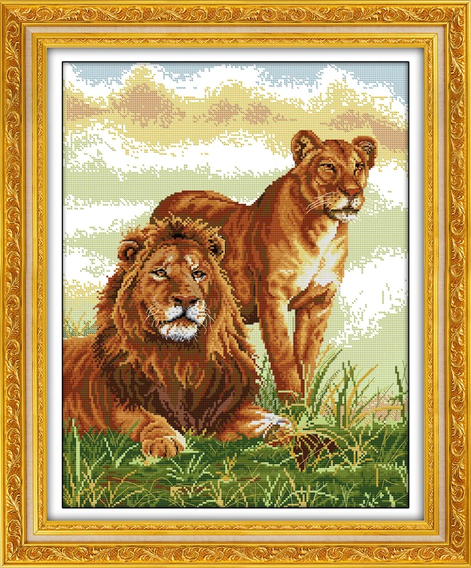 Joy Sunday Лев вышивка крестиком D040 14CT 11CT штампованные и счетные украшения для дома сопутствующие наборы крестиков со львом
