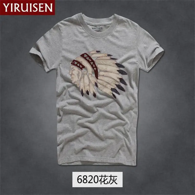Новая Мода известный бренд YiRuiSen Футболка мужская хлопок abercr для ombi Мужская футболка, летняя стильная футболка - Цвет: 6820