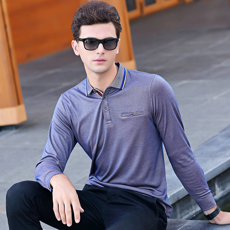 Airgracias Для мужчин Поло мужской воротник Slim Fit Поло рубашка сплошной Поло S для Для мужчин с длинным рукавом хлопка Camisa Поло masculina Размеры M-3XL