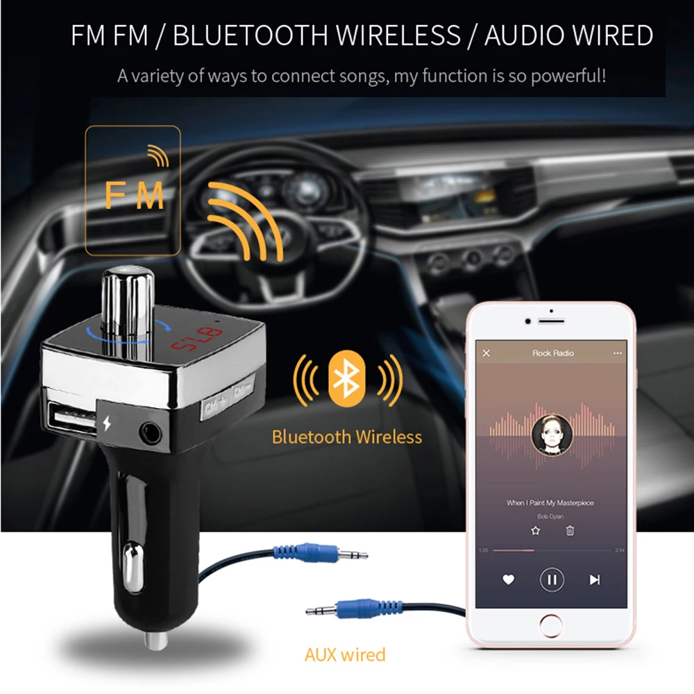 Беспроводной Bluetooth 4 2 FM передатчик модулятор Handsfree автомобильный комплект LED