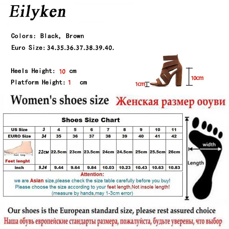 Eilyken/женские босоножки из флока; Туфли-гладиаторы на высоком каблуке с ремешком; обувь на молнии; модная женская обувь с ремешком на щиколотке; Размеры 35-40