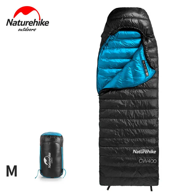 NatureHike сверхлегкий с капюшоном мумия мешок гусиный пух спальный мешок одеяло для взрослые мужчины женщины альпинизмом Туризм Кемпинг на открытом воздухе - Цвет: Black M size