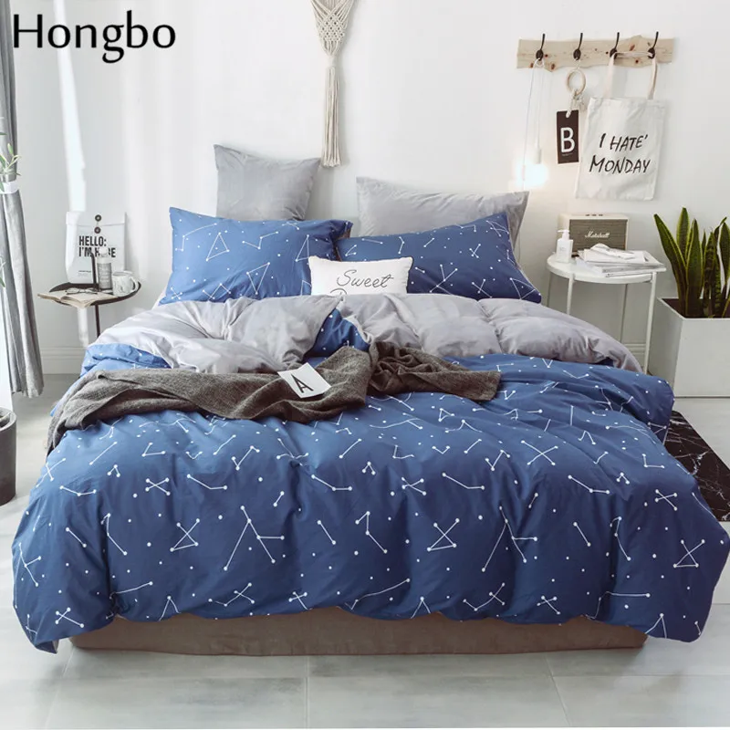Постельное белье Hongbo AB с созвездиями по бокам и звездами пододеяльник фланелевый