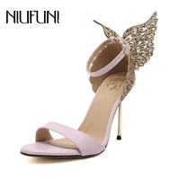 niufuni 2022 sweet women sandals butterfly thin high heels shoes woman summer lady pumps open toe party wedding shoes