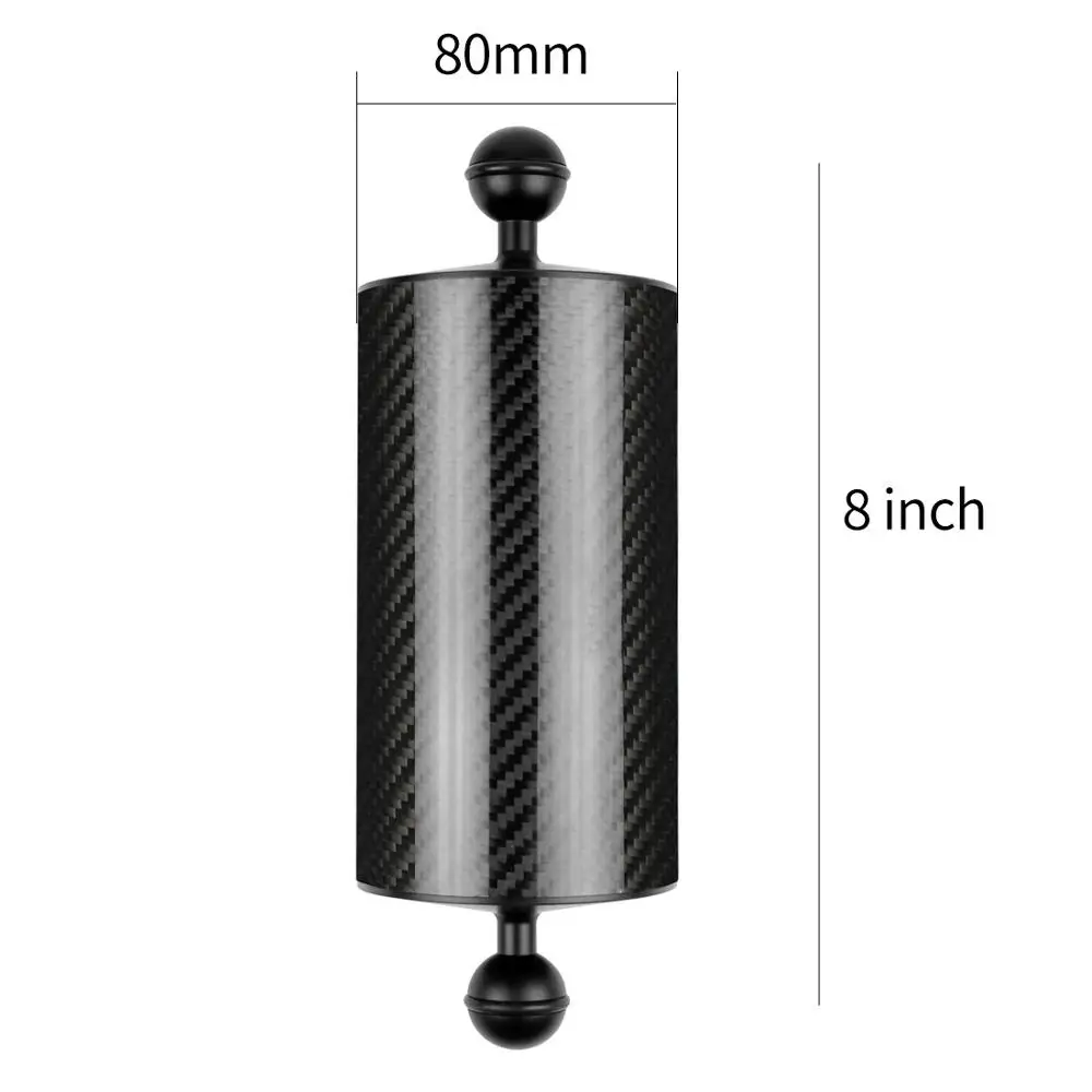 D80mm 8inch Поплавок из углеродного волокна плавучий корпус для дайвинга водный кронштейн расширенный двойной шар плавающий кронштейн для камеры подводный набор лотков - Цвет: D80mm 8inch