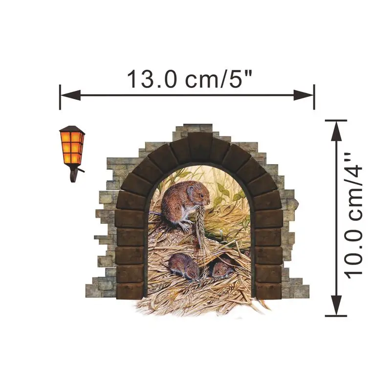 funny mouse hole wall stickers home decoration zooyoo1451 kids gift diy adesivo de paredes cartoon animals decals mural art 3.5 | Дом и сад
