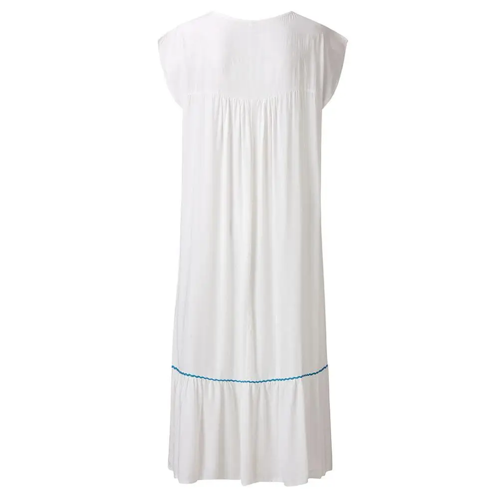 2019 Новое повседневное женское летнее свободное однотонное платье в богемном
