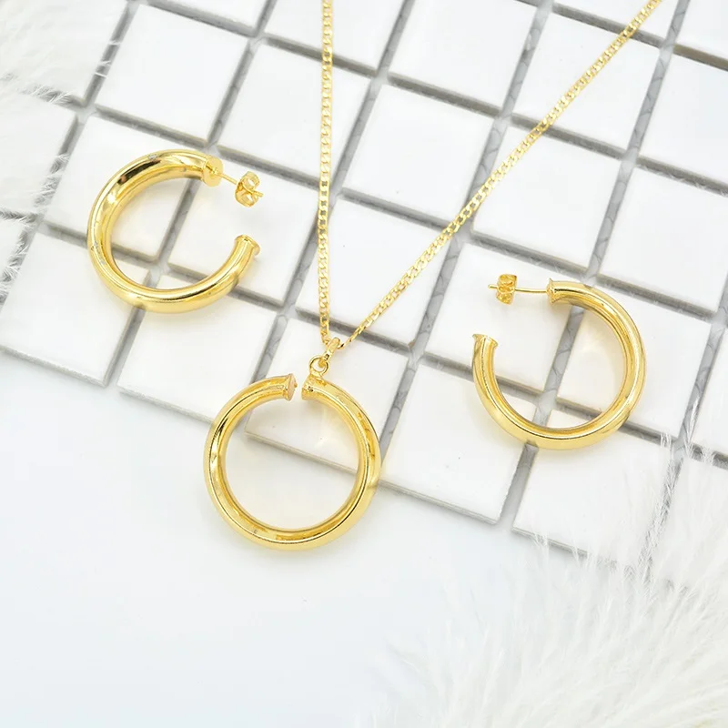 

ZEA Dear Jewelry Perfect Round Jewelry Sets 2021 Big Stud Earrings Necklace Pendant For Women For Party Gift 2021 New Arrivals