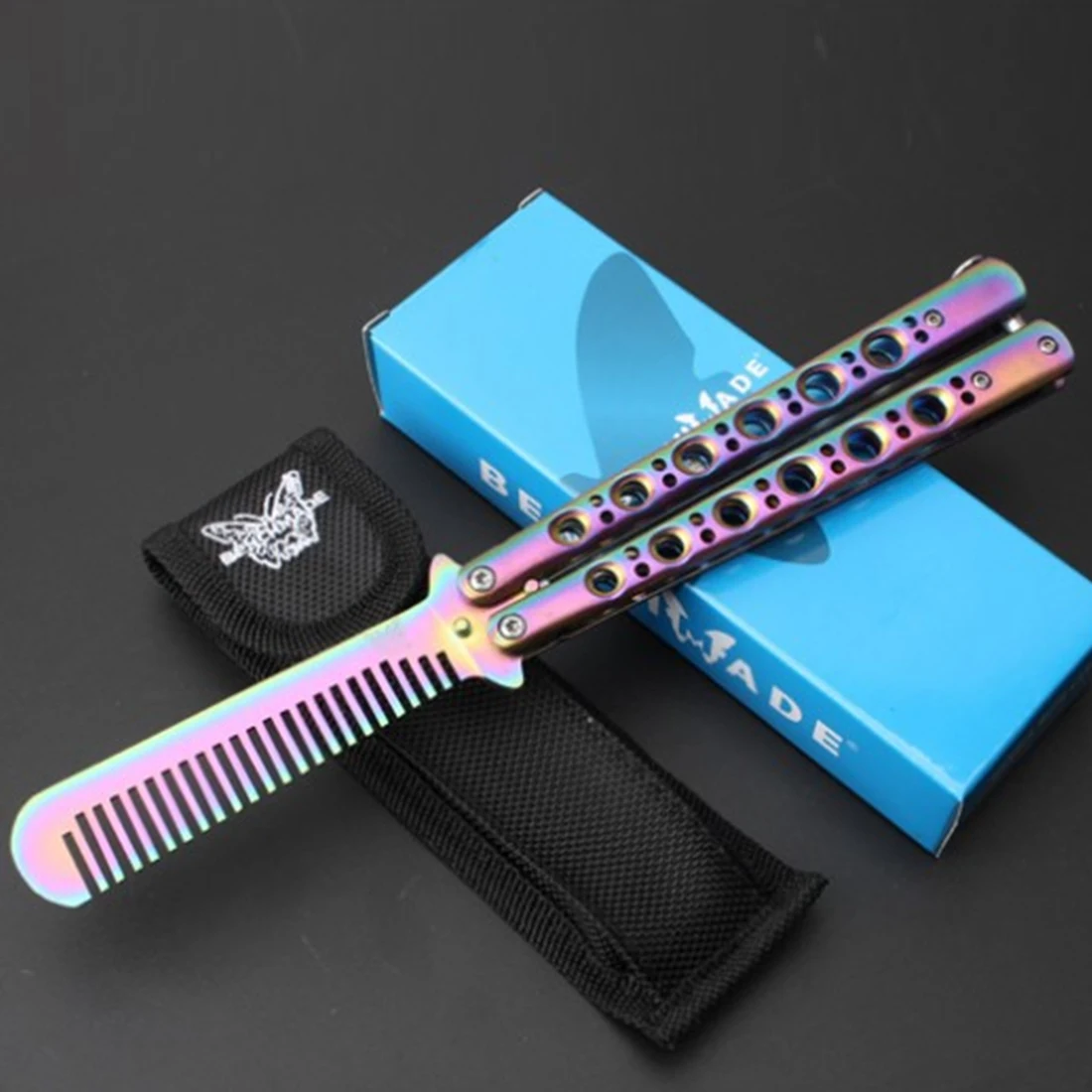 

Foldable Training Not Practical Balisong Butterfly Knife C42 Color Practical Karambit Training Stainless Steel Titanium Knife