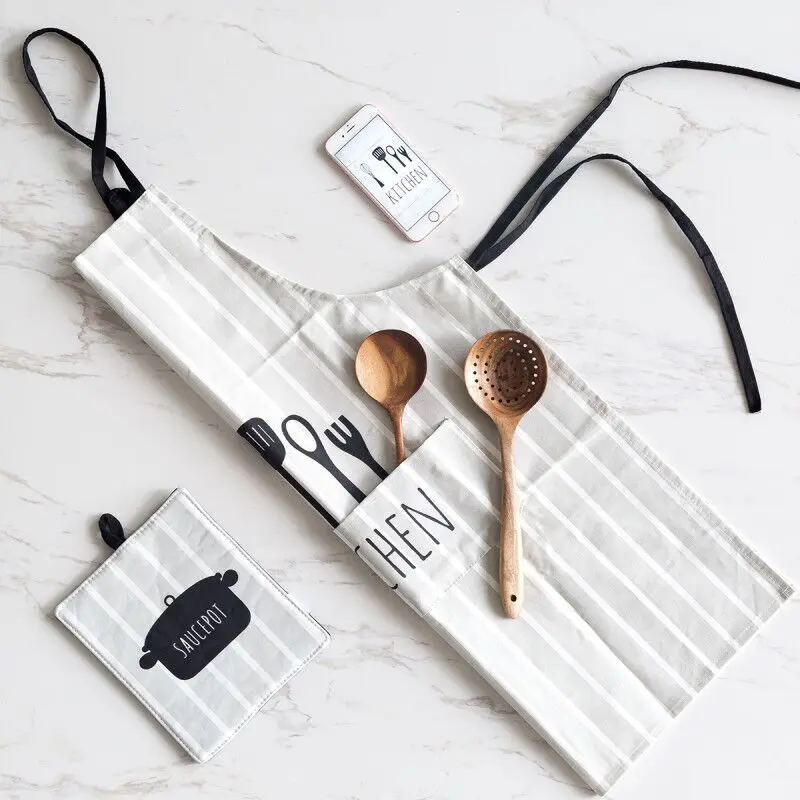 Фартук для барбекю женщин рабочая японская кухонная утварь с рисунком ложки