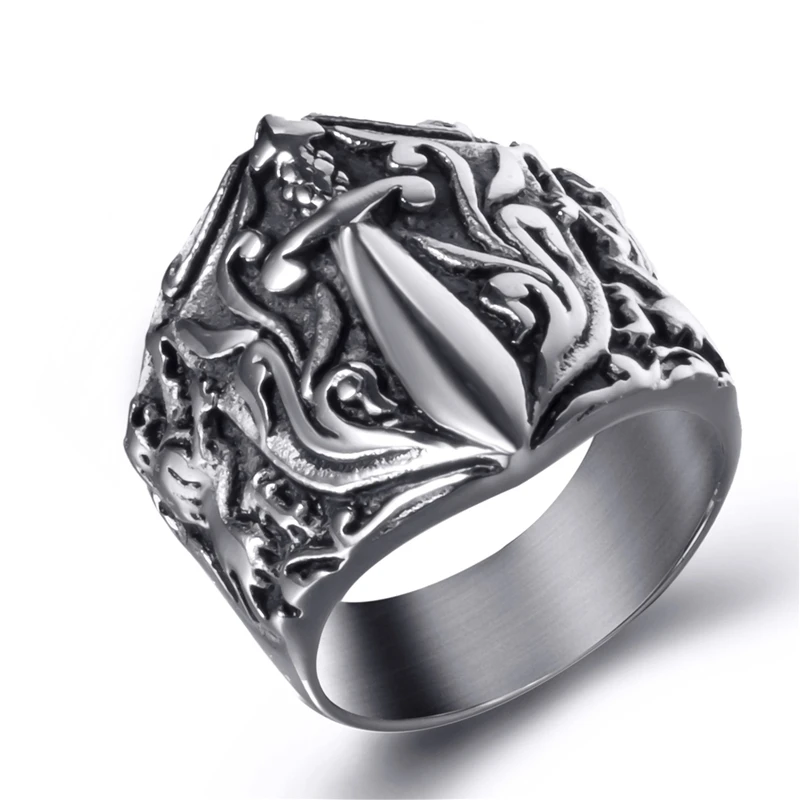 

Men's Silver Lion Sword King Noble Knight Stainless Steel Ring Wholesale Jewelry