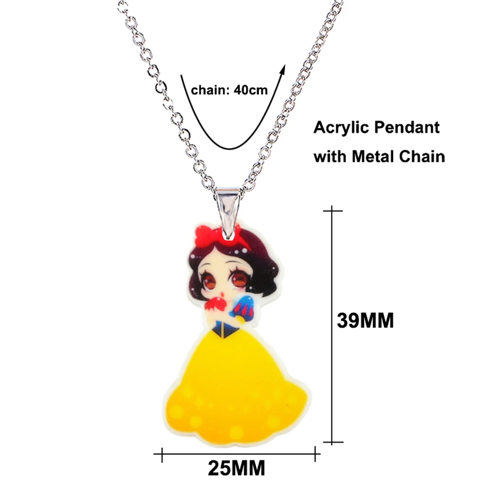 Menglina акрил мультфильм Kawaii милая девочка принцесса Подвеска Ожерелье девочки Серебристая цепь смола подвеска Collier Femme