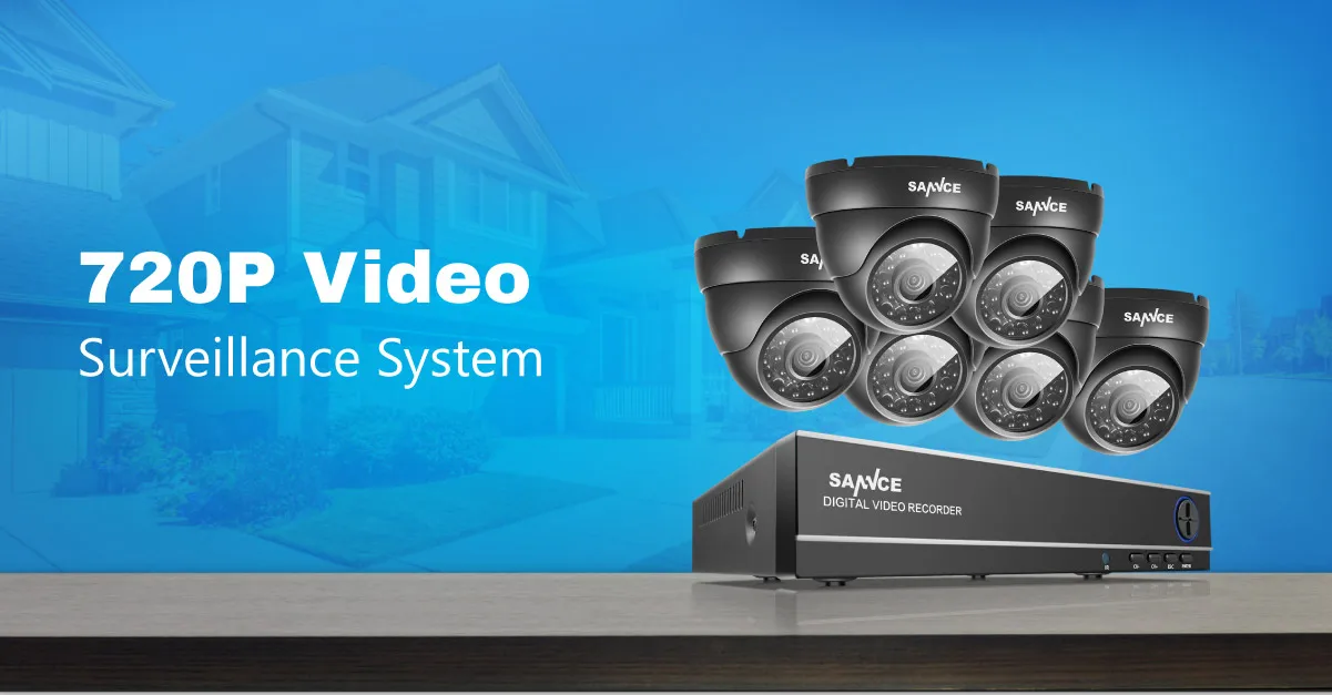 SANNCE HD 8CH CCTV Системы 720 P DVR 6 шт. 720 P 1200TVL ИК Открытый видеонаблюдения безопасности Камера Системы 8-канальный DVR комплект