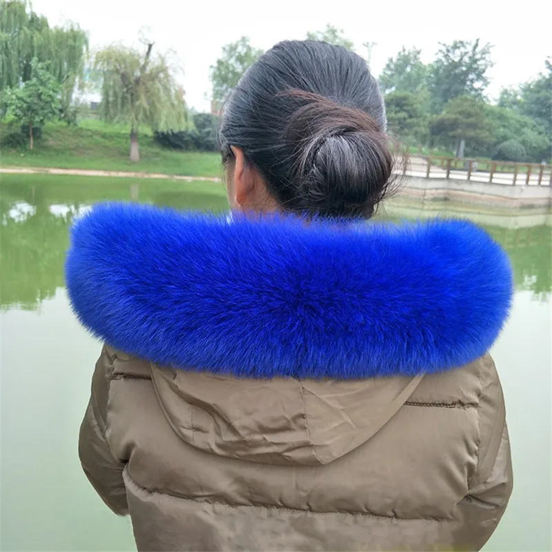 New fashion Natural Fox fur collar Winter scarf shawl multicolor fox fur collar Scarves Solid warm Women hood fox fur muffler