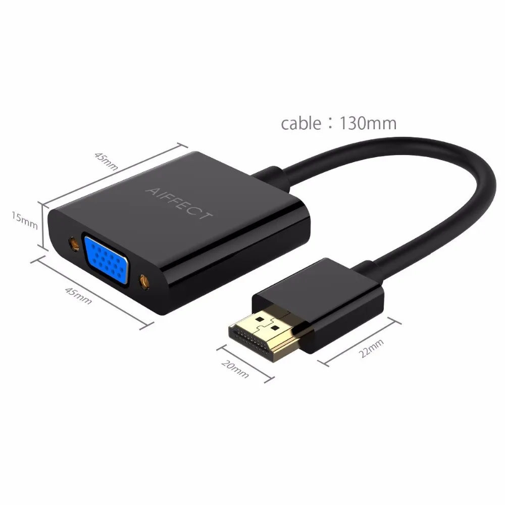 AIFFECT 1080P адаптер для конвертера HDMI в VGA Xbox 360 PS3 ноутбука настольного компьютера hdmi