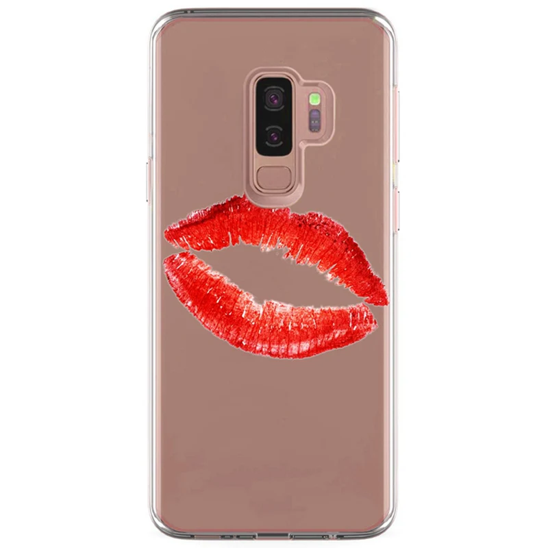 For Samsung Galaxy S9 S9Plus S8 Plus S7 edge A3 A5 2016 2017 TPU Soft love Flaming red lips Painted Desig Cover Case Fundas E323 |