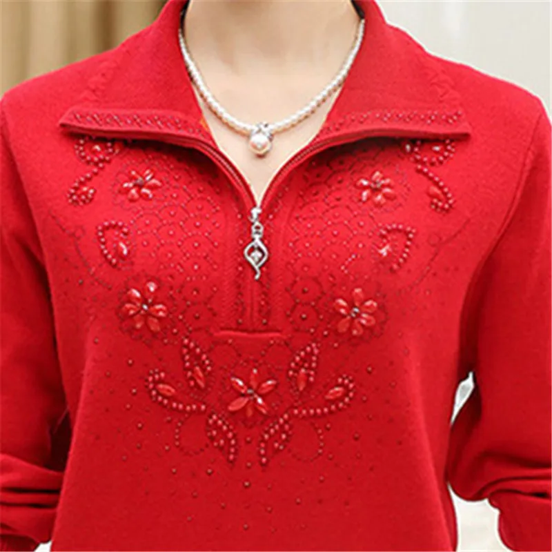 Large Size Autumn Winter Female Sweater Casual Women Knit Coats Fashion Beaded Pullover HK104 | Женская одежда