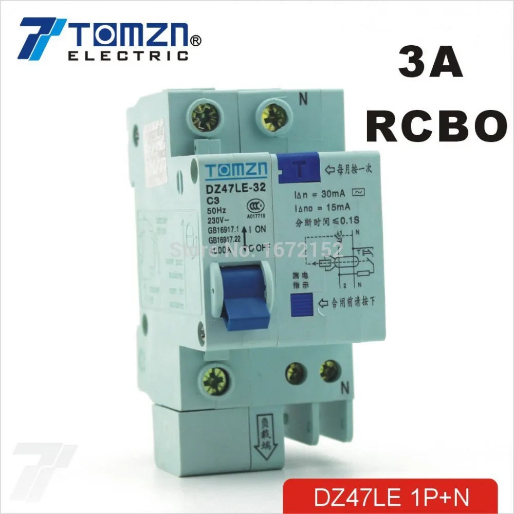 DZ47LE 1P + N 3A 230V ~ 50 HZ/60 HZ автоматический выключатель остаточного тока с защитой от