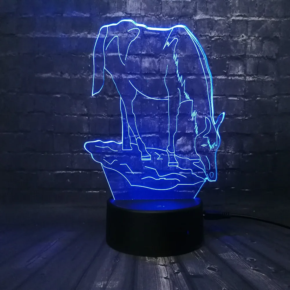 Лошадь Животное 3D светодиодный оригинальная Ночная подсветка настольная прикроватная лампа для сна RGB домашний декор детский домик Декор USB База Ночник подарок для малышей
