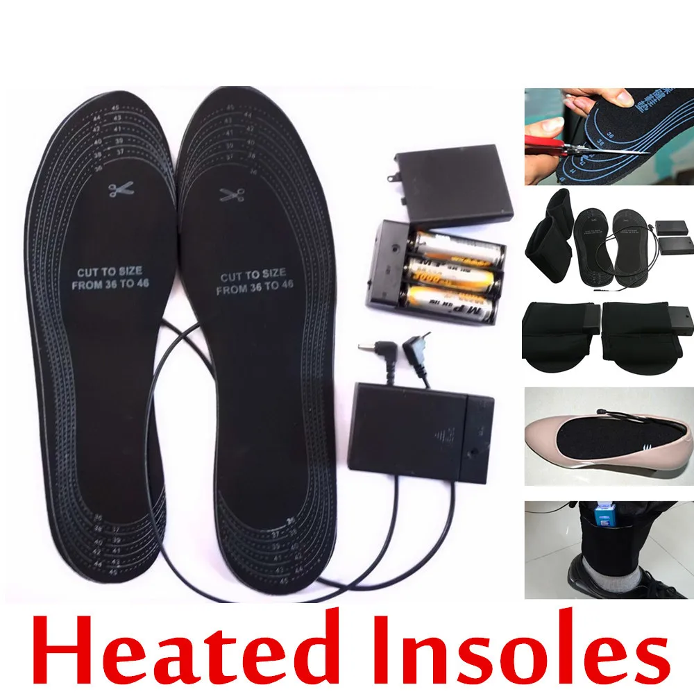 Wholesale 5 Pairs Winter Warm Electronic Battery Heated Shoes Insoles Heating Insoles for Walking Nordic Hunting Christmas Gift