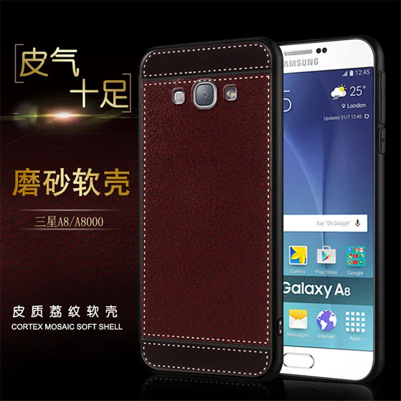 На для samsung Galaxy A8 A8000 чехол кожа текстура мягкий полиуретановый задняя крышка