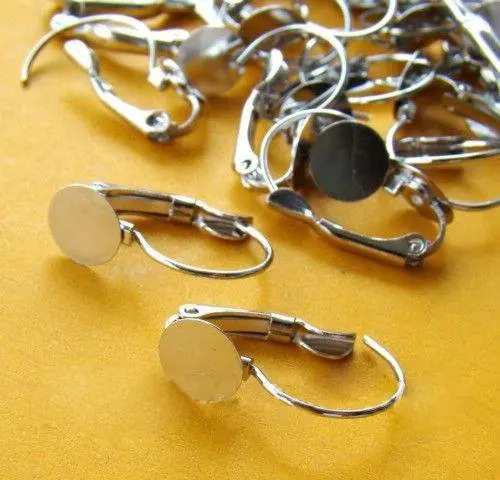 Free shipping!!! DIY jewelry-French earring base silver color 8mm pad earring findings EFH0007