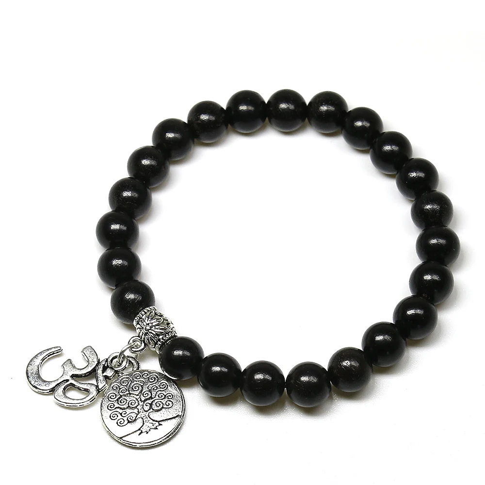 8 мм браслет для йоги женщин черный деревянный дерево жизни из натурального