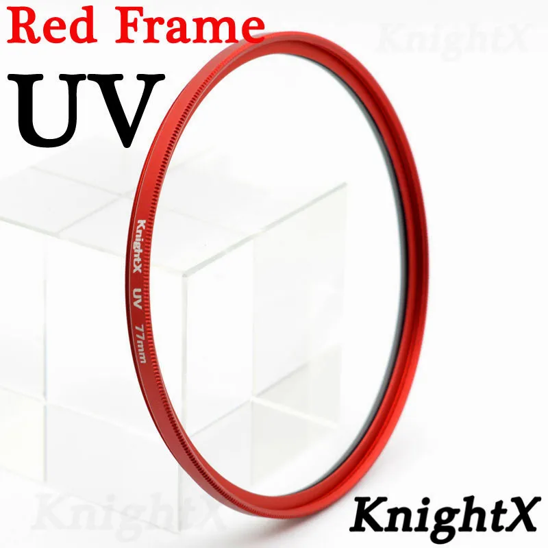 Red Frame UV Knightx объектив Кепки вытяжки капюшон для Canon Nikon D5200 D5300 блюдо-ткань для чистки стекол 49 мм 52 мм 55 мм 58 мм 62 мм 67 мм 72 мм 77 мм - Цвет: Red Frame UV