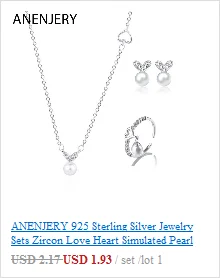 Anenjery, модные 925 пробы серебряные серьги для женщин, студенческие микро циркониевые серьги с сердечком, серьги-гвоздики из искусственного жемчуга, S-E563