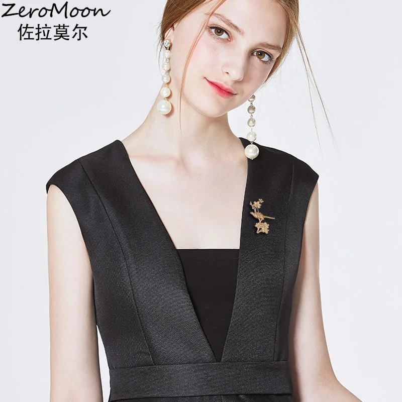 Броши-птицы украшения моды аксессуары простой стиль металлические цветы сливового цвета мужчины женщины подарки ZeroMoon on.