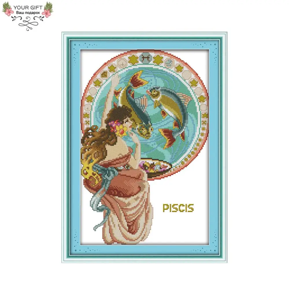 

Joy Sunday R971 Free Shipping 14CT 11CT Counted and Stamped Home Decoration Pisces Needlepoints Embroidery Cross Stitch kits