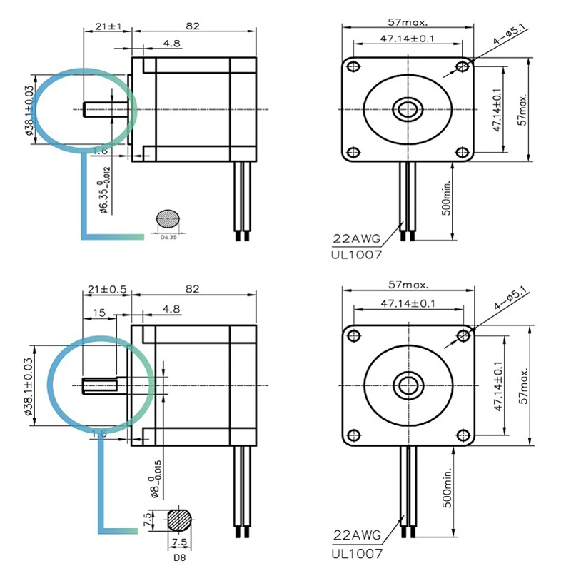 Nema 23 Cnc шаговый двигатель 57x82 мм 3A 2.2N. M D = 8 315Oz-In Nema23 фрезерный станок с ЧПУ
