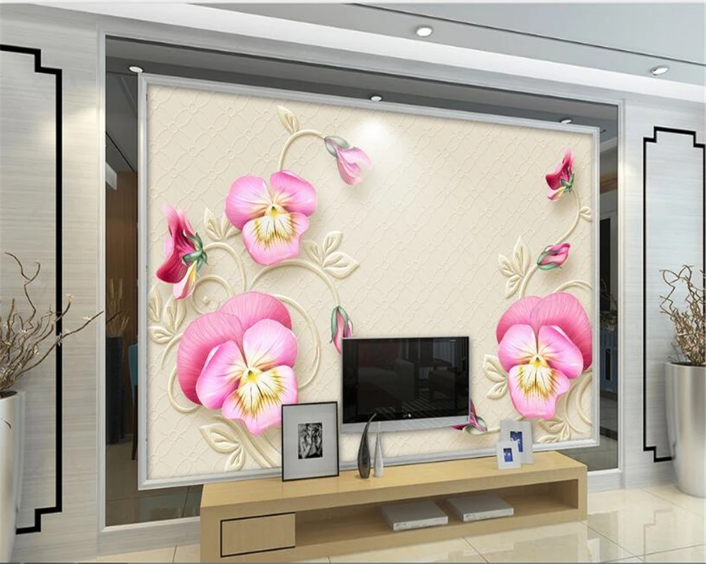 

beibehang wallpaper for walls 3 d papel de parede Home and wealthy modern minimalist embossed phalaenopsis background wallpaper