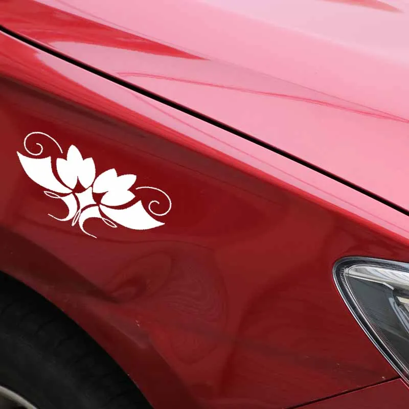 

YJZT 18.4CM*8.3CM Car Sticker Vinyl Decal Flower Creative Design And Decoration Black/Silver C23-0504