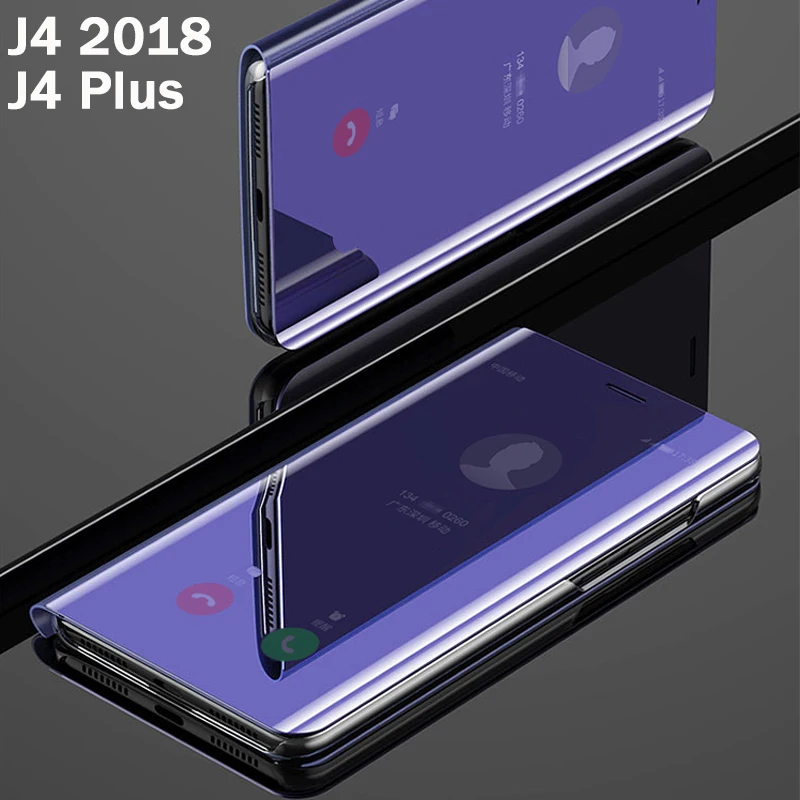 YonLinTan флип умный зеркальный чехол для телефона samsung galaxy J4 Plus 2018 J4plus j 4 Кожаный