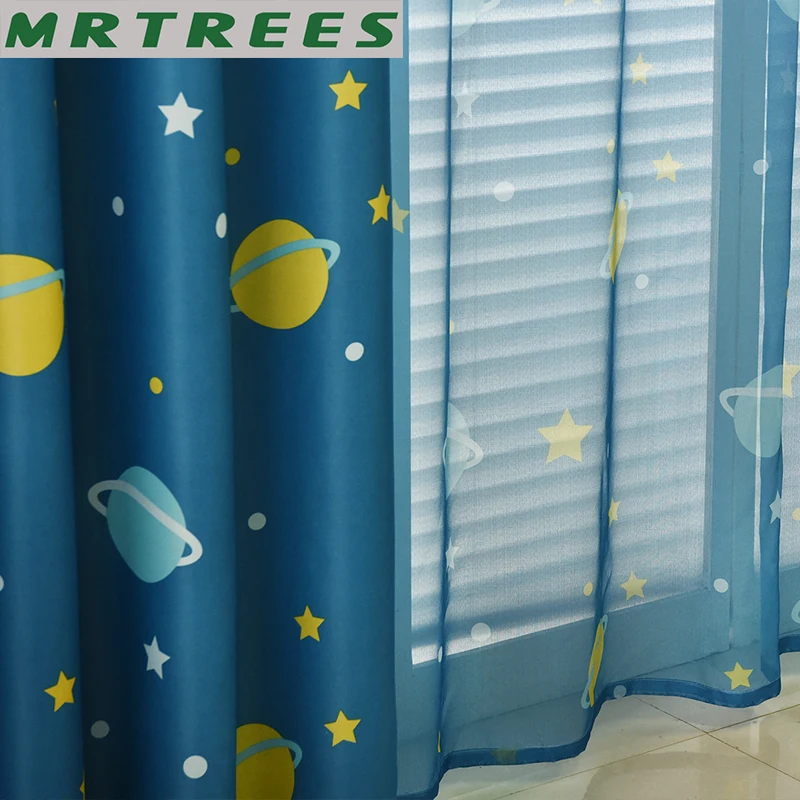 Затемняющие шторы MRTREES из тюля с мультяшным принтом звезд для детей мальчиков